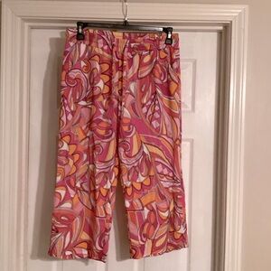 Belle by Kim Gravel Pink & Orange Swirl Wide Leg Pants